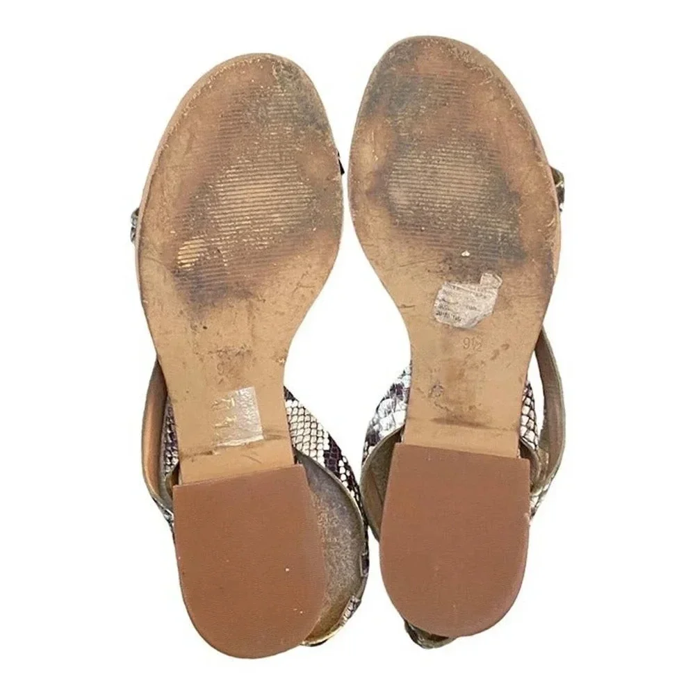 Madewell Sandals Snakeskin Print Womens Size 9.5 Leather Strappy Casual Boho